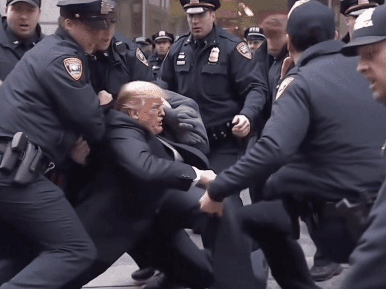 A fake, AI generated image of Trump getting arrested