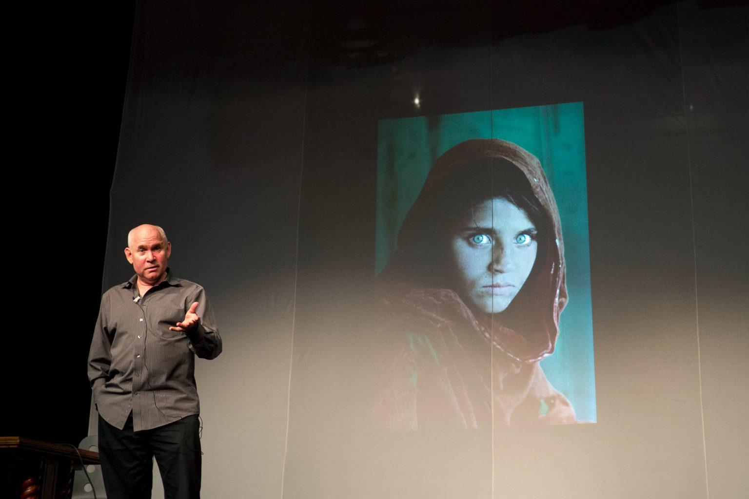 Steve McCurry giving a presentation on the very image in question.