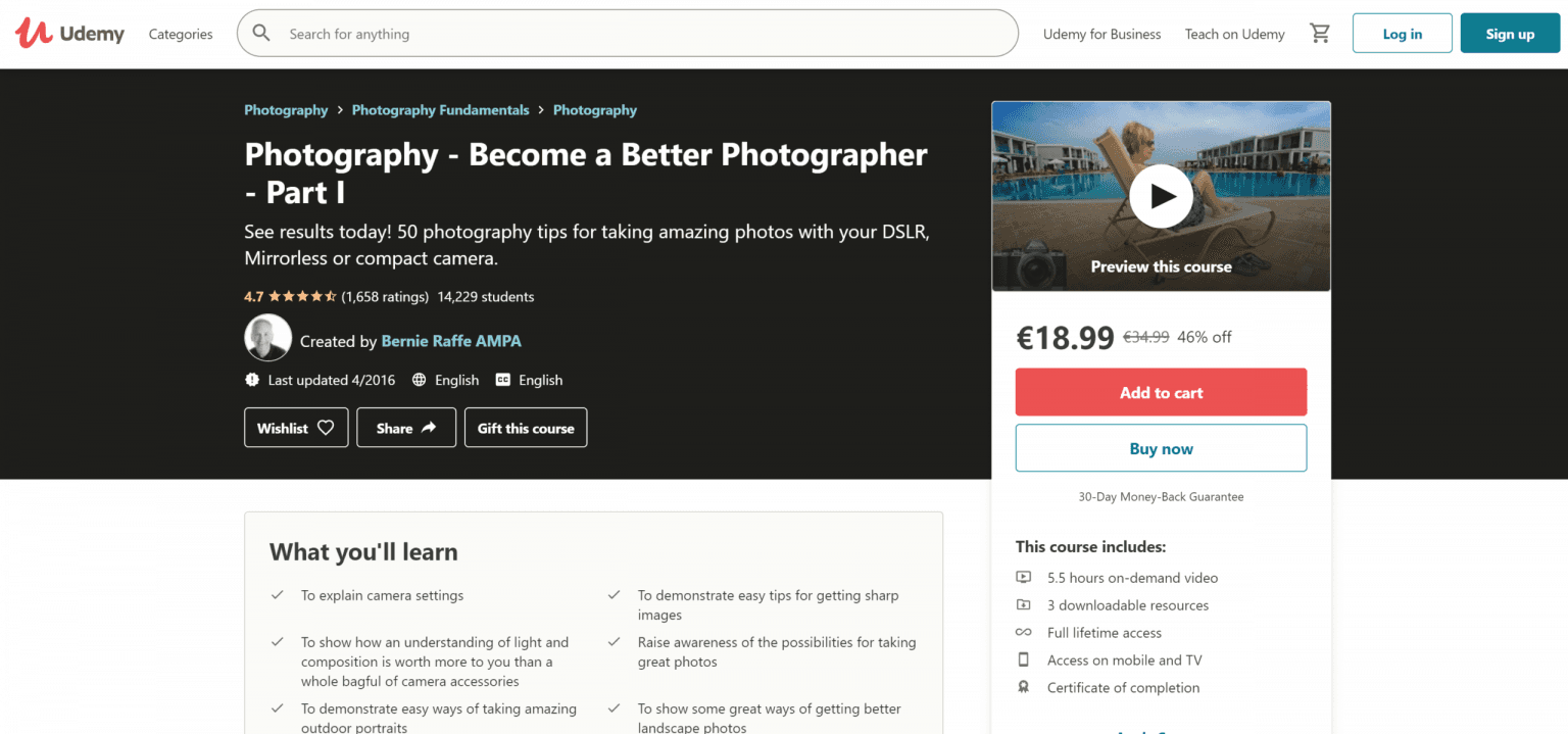 Udemy: Photography – Become a Better Photographer Part I