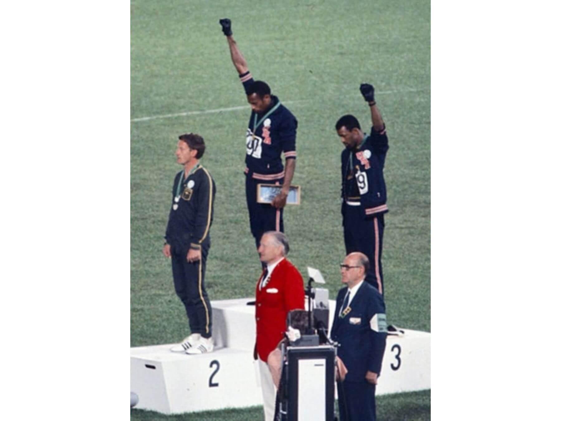 Tommie Smith and John Carlos, giving the Black Power Salute at the Olympics 1968