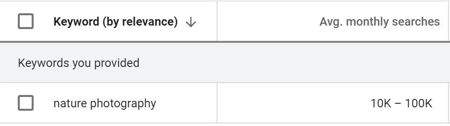Google Keyword Planner step 3