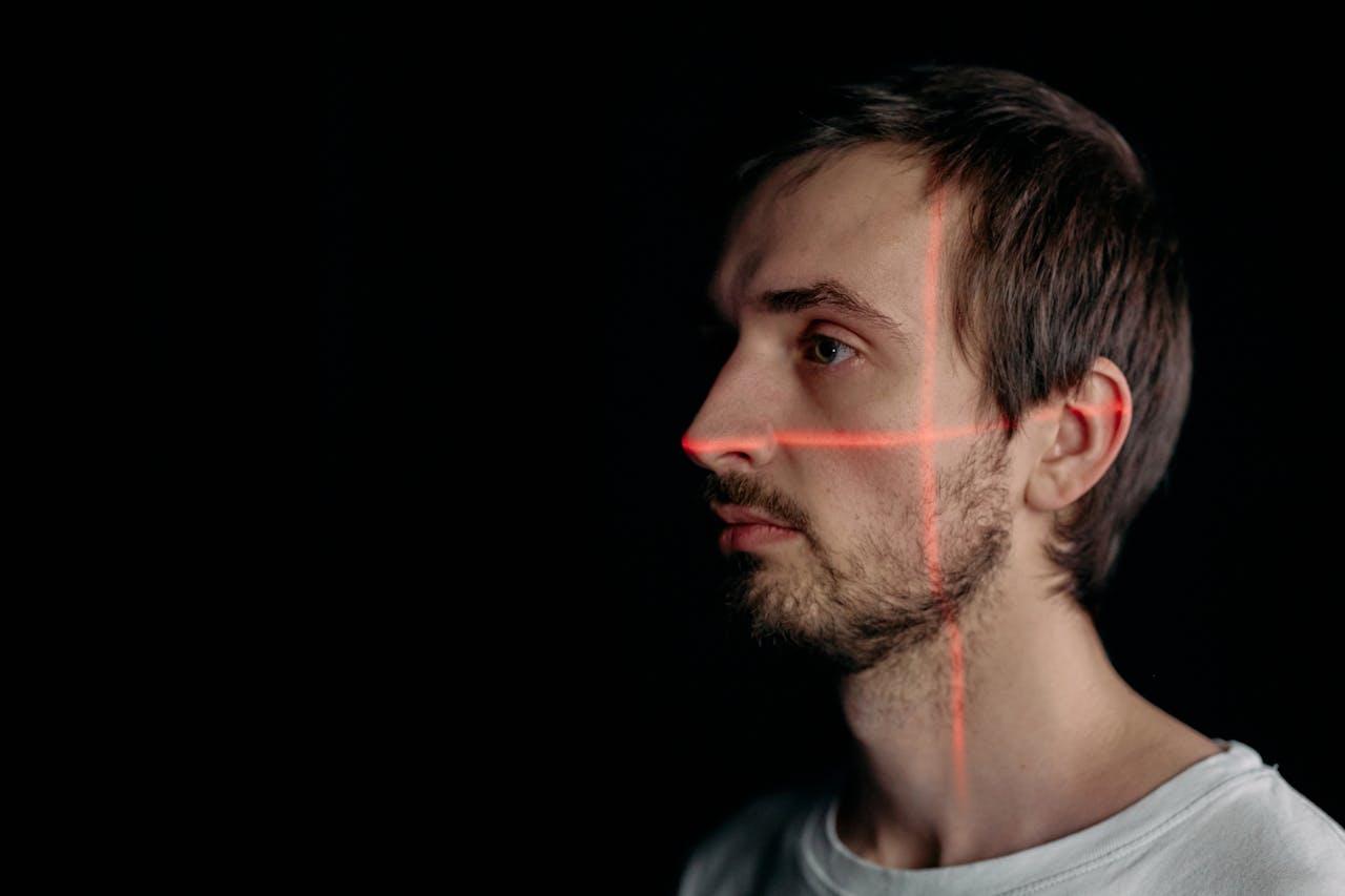 Side view photo of man - AI and digital asset management using Lightrocket.