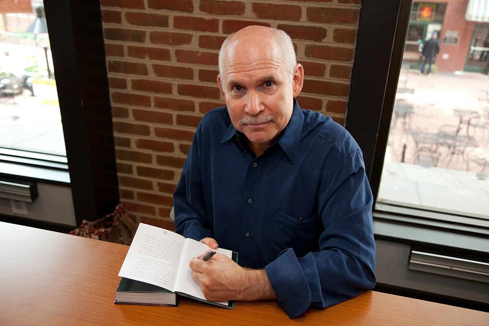 Portrait of Steve McCurry at a book signing (2011).
