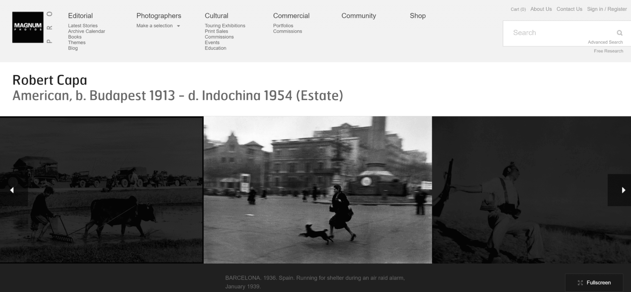 Robert Capa work on Magnum Photos website