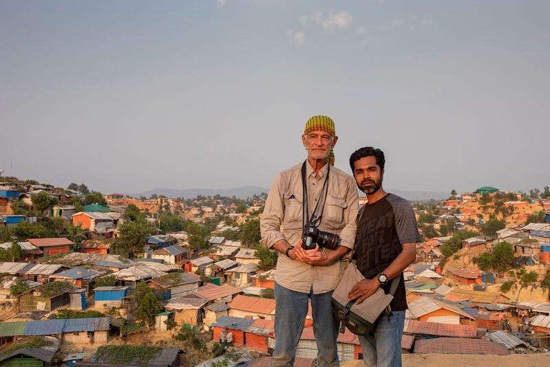 Photographer K M Asad with celebrated war photographer James Nachtwey in the Rohingya refugee camps in southeast Bangladesh.