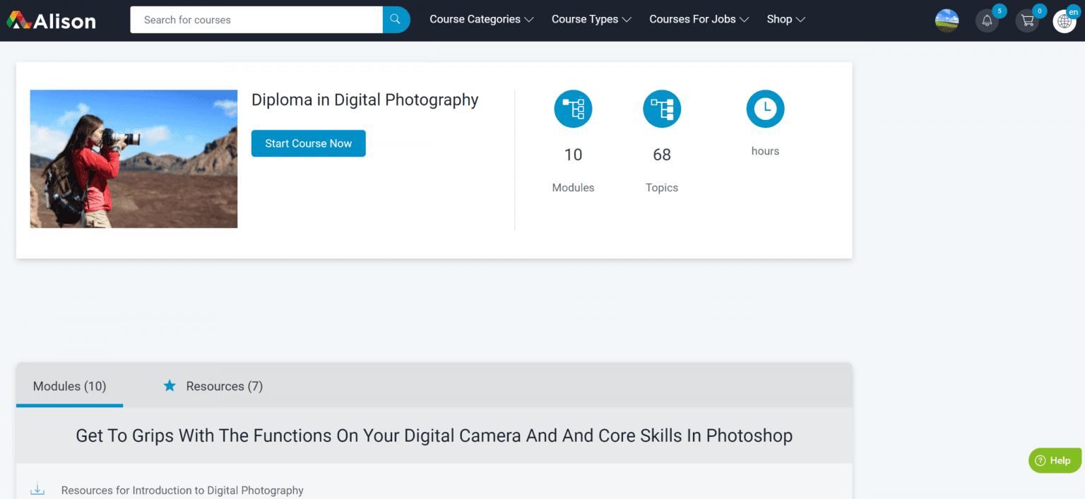 Alison: Diploma in Digital Photography