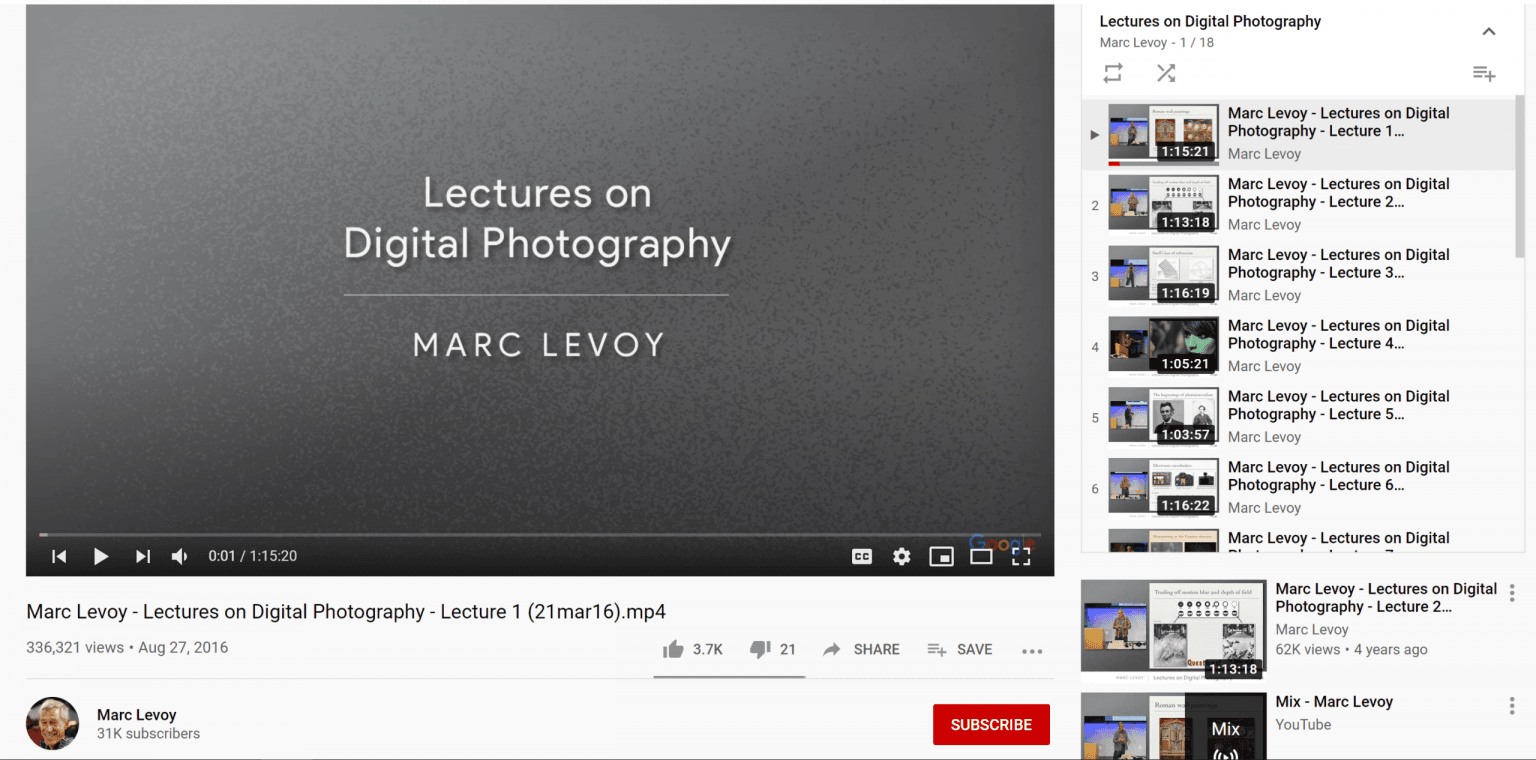 Marc Levoy’s Stanford Lectures on Digital Photography