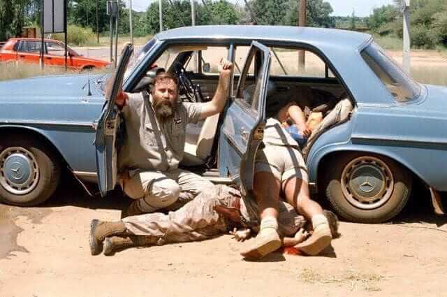 A member of South Africa’s neo-Nazi Afrikaner Resistance Movement (AWB) begs for his life, Bophuthatswana, March 1994. Photo by Kevin Carter